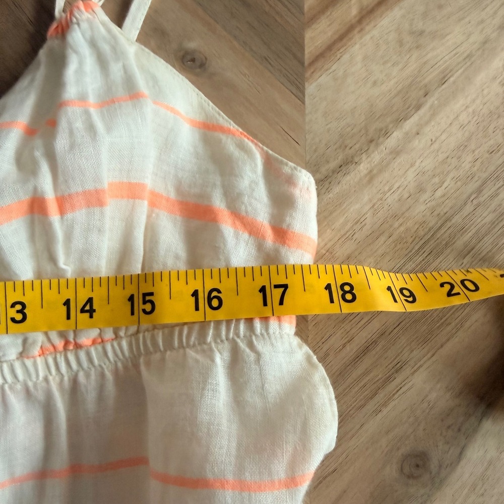 J.Crew Luxury Beach XS Linen Striped Maxi Dress Cream‎ Neon Orange Empire Waist - Picture 4 of 5